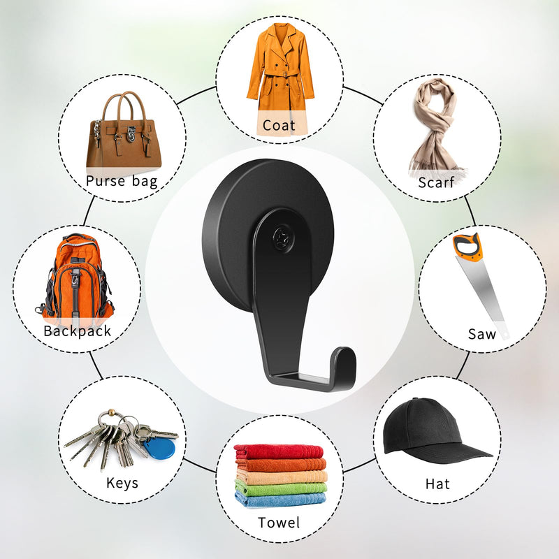 [Australia - AusPower] - FYY Magnetic Wreath Hanger, 2 Pack Heavy Duty Magnets with Hook for Refrigerator, Christmas Decoration Magnetic Hooks for Metal Front Door, Cruise Hook Hanger for Hanging Cabins Grill Coat Pattern 1 B Pattern 1 Black - 2PCS 