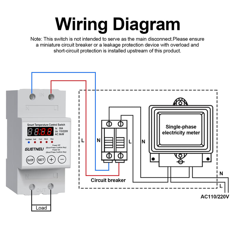 [Australia - AusPower] - 110/220V Temperature Controller, 63A LED Display Temperature Control Switch, -40℉to 284℉Adjustable Thermostat Control Heating and Cooling Mode, for Greenhouse, Hatchery, Cultivation 
