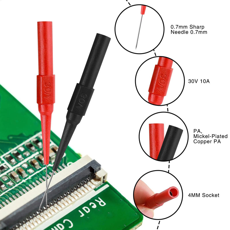 [Australia - AusPower] - 20Pcs Universal Multimeter Test Probes and Alligator Clips Set, 0.7mm Multimeter Probes for 4mm Banana Socket 