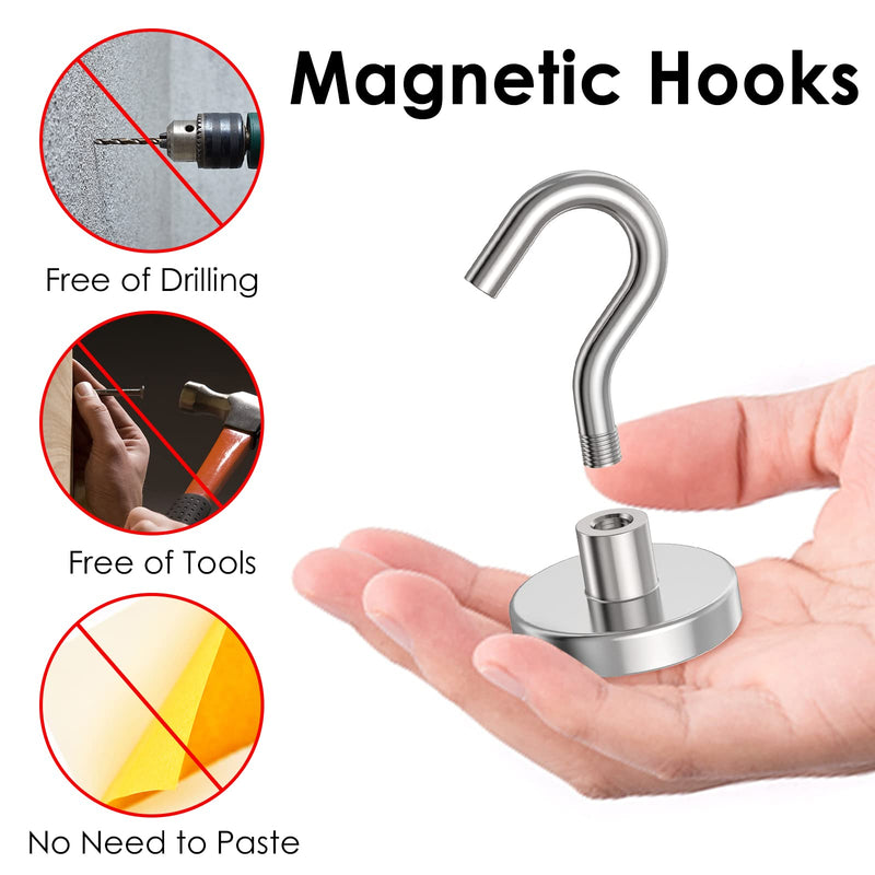[Australia - AusPower] - Magnetic Hooks Heavy Duty, 100 lbs Strong Hooks for Hanging, Magnet with Hook for cruise cabins, Grill, Fridge, Pack of 12 12 Pack-100 lb 