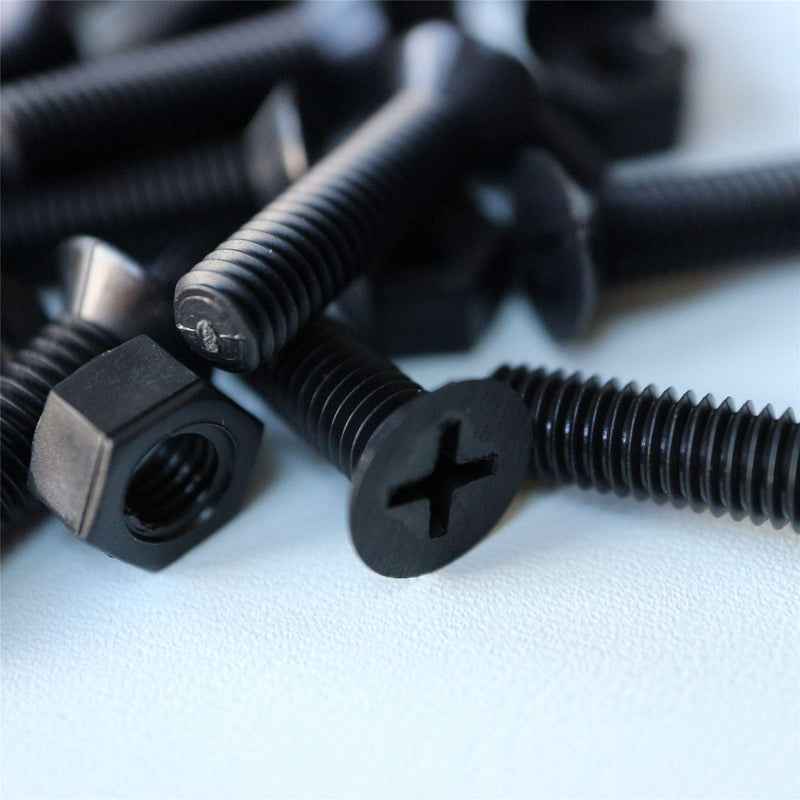 [Australia - AusPower] - 20 x Black Countersunk Screws Polypropylene (PP) Plastic Nuts and Bolts, Washers, M5 x 20mm, Anti-Corrosion, Chemical Resistant, (13/64 x 25/32 in) 