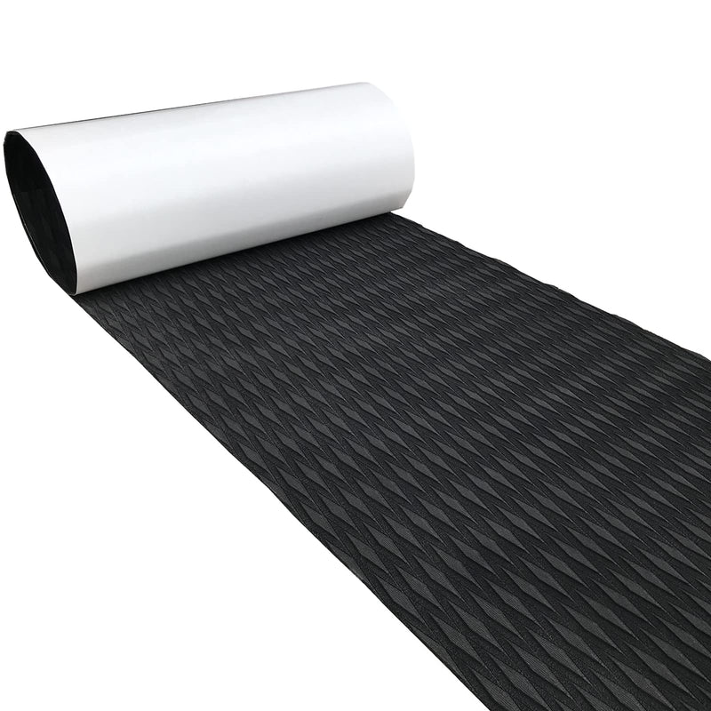 KXKZREN EVA Foam Boat Decking Self-Adhesive Boat Flooring Sheet Non-Skid DIY Traction Pads Grip Mat for Boat Kayak Yacht SUP Board Canoe Golf Cart RV Flooring, 21.6" x 90.55"/12.2"x 45.2" black 12.2x 45.2 inch, 3.84 sq.ft