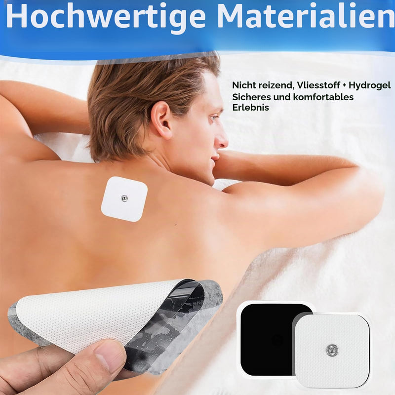 Pack of 35 TENS Electrode Pads 50 x 50 mm, Self-Adhesive Electrodes for TENS Device & EMS Trainer, Universal Electrostimulation Plasters with 3.5 mm Snap Button, Reusable