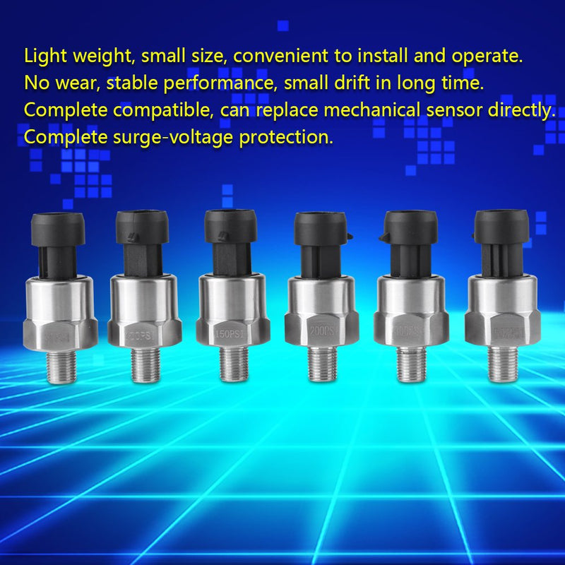 [Australia - AusPower] - Pressure Transducer Sender 1/8" NPT Thread Stainless Steel Pressure Sensor for Oil Fuel Air Water(300PSI) 