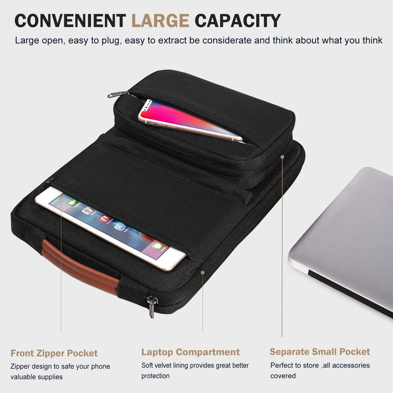 [Australia - AusPower] - Voova Laptop Sleeve Case 15.6 Inch Compatible with MacBook Pro 15, New MacBook Pro 16 M1 Pro/Max, 15-16" Microsoft Hp Lenovo Dell Acer Asus, 2 in 1 Waterproof Computer Bag with Detachable Pouch, Black 15-16 Inch (15.7 x 11.8 x 1.2 in) 