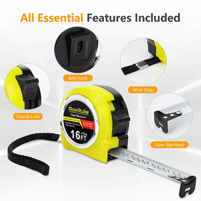[Australia - AusPower] - Tape Measure with Fractions 1/8, Measuring Tape Extendable 16 FT, Easy Read and Small Measurement Tape, Local Design with Fractional Read, Great for Around The House and Carpenter 