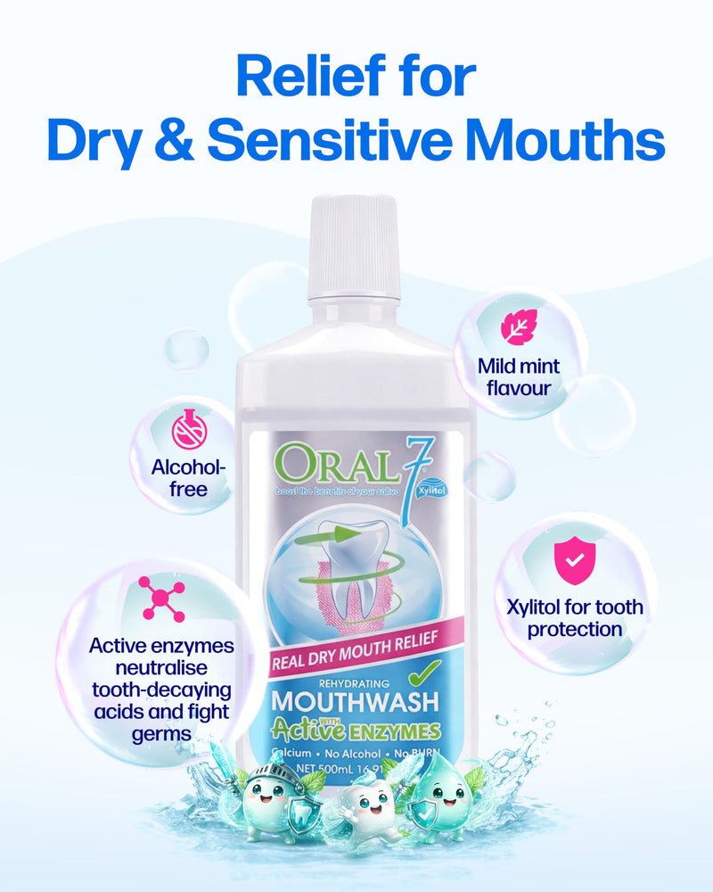 Oral7 Dry Mouth Mouthwash - Alcohol-Free Oral Rinse with Xylitol 17 Ounce 16.9 ounces