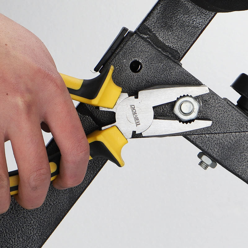 [Australia - AusPower] - DOWELL Lineman's Pliers Combination Pliers with Cutter 6 Inch Heavy Duty Nickel Chromium Steel Construction And Professional Handle 6" Lineman's Pliers 
