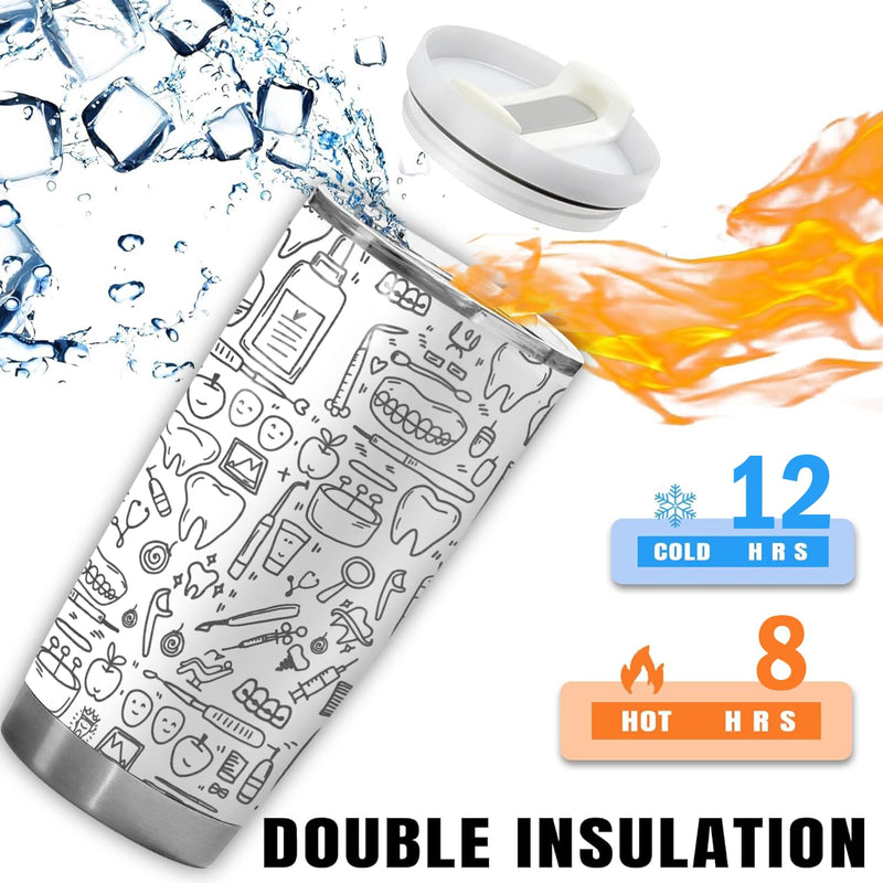 [Australia - AusPower] - 4LIEUBASMI 20 Oz Dental Laser Engrave Tumbler - Dentist Appreciation for Men & Women, Dental Hygienist Cup, Perfect for Christmas, Birthday, Retirement, Coworkers, Friends, Dental Office Gift Dental Icon 20oz 