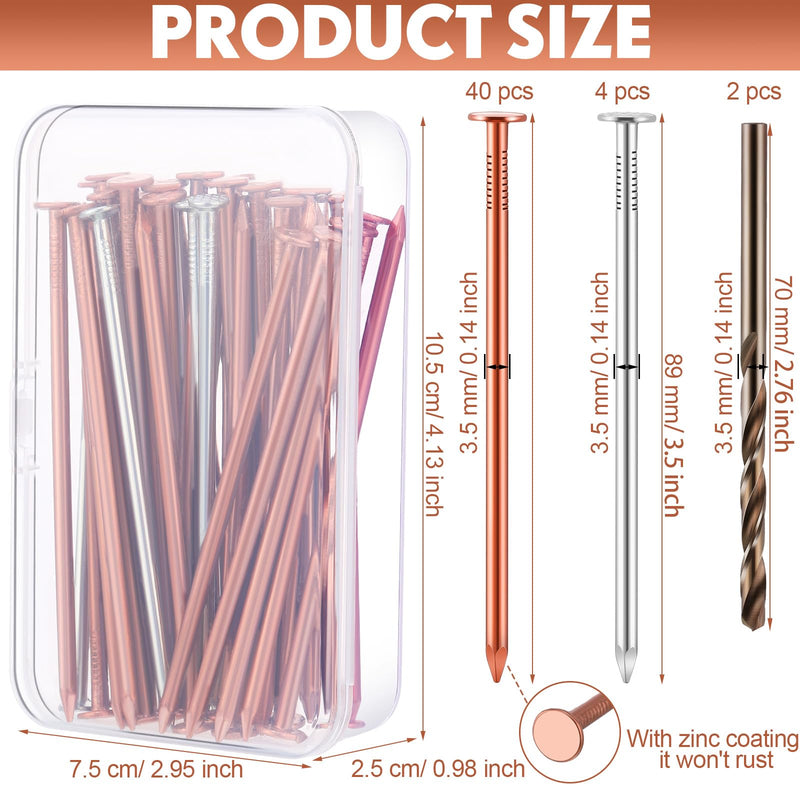 [Australia - AusPower] - Gisafai 47 Pcs Copper Nails Tree Stump Killer Set, Include 40 Copper Nails for Killing Trees, Stumps and Roots 3.5 Inch Stump Removal Spikes with 4 Steel Nails 2 Drill Bit Nails and Storage Box 