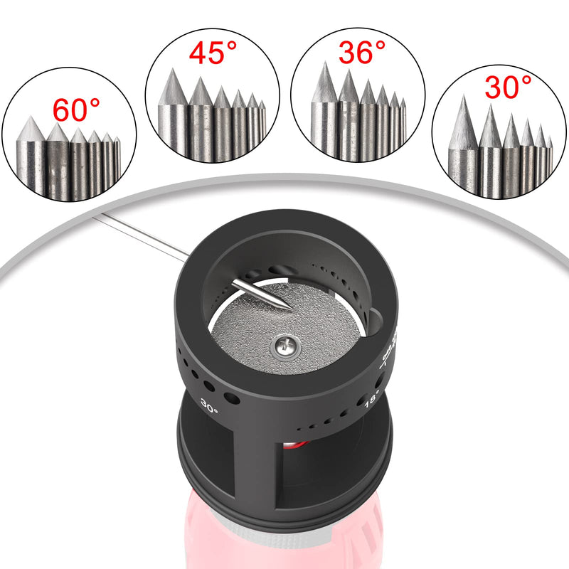 3mirrors Healthy Version ALUMINUM Tungsten Electrode Sharpener Grinder Head,TIG Welding Rotary Tool 24 Holes, 6 size 4 Angles, Dust Housing, 2 CNC Mandrel，5pc Diamond Wheels For Most Rotary tool