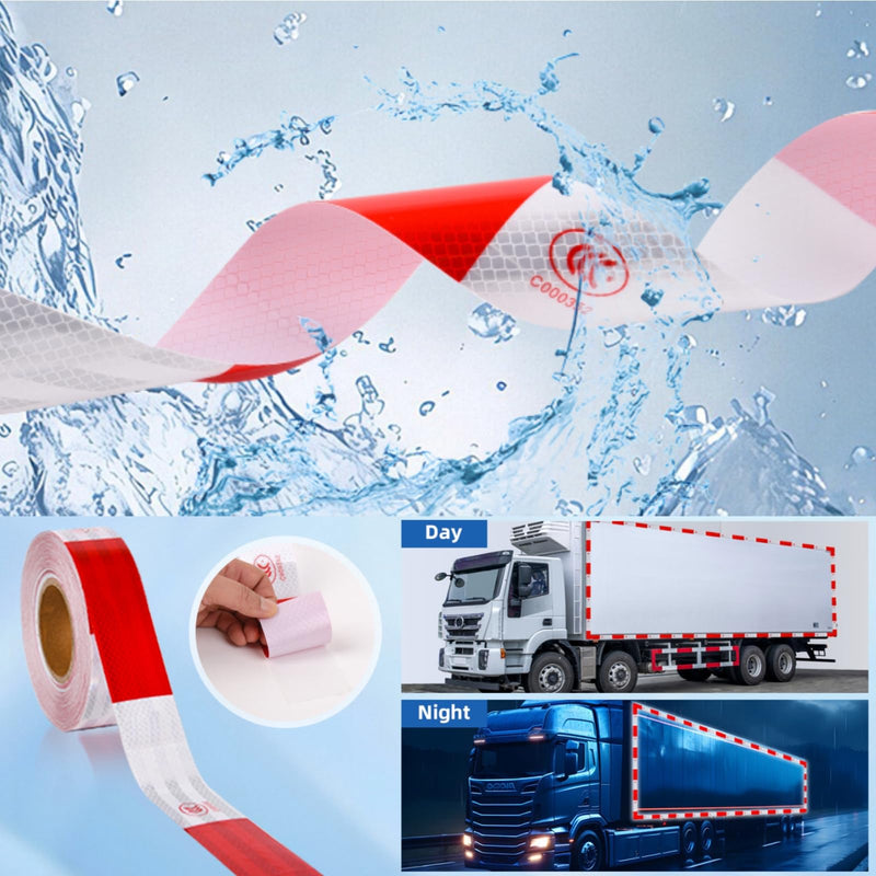DOT Reflective Tape for Trailers - 2" x 150' Red & White DOT-C2 Approved Reflective Tape Outdoor Waterproof, High Visibility 3m Trailer Reflector Tape for Trucks, Vehicles