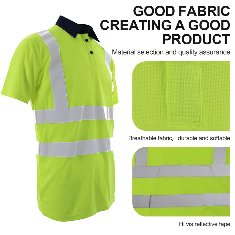High Visibility T Shirt Reflective Stripes Short Sleeve Work Shirt for Construction Safety T Shirts XX-Large Fg-02s Green