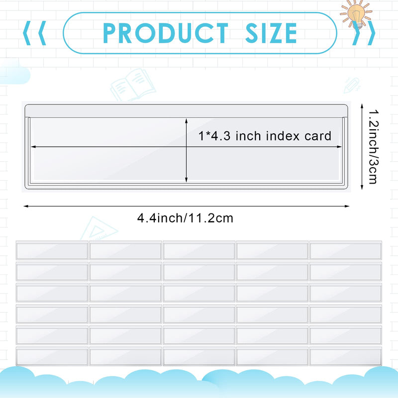 30 Pack Self-Adhesive Index Card Pockets with Top Open for Loading - Ideal Card Holder for Organizing and Protecting Your Index Cards - Crystal Clear Plastic(4.4 x 1.2 Inches) 4.4 x 1.2 Inches - NewNest Australia