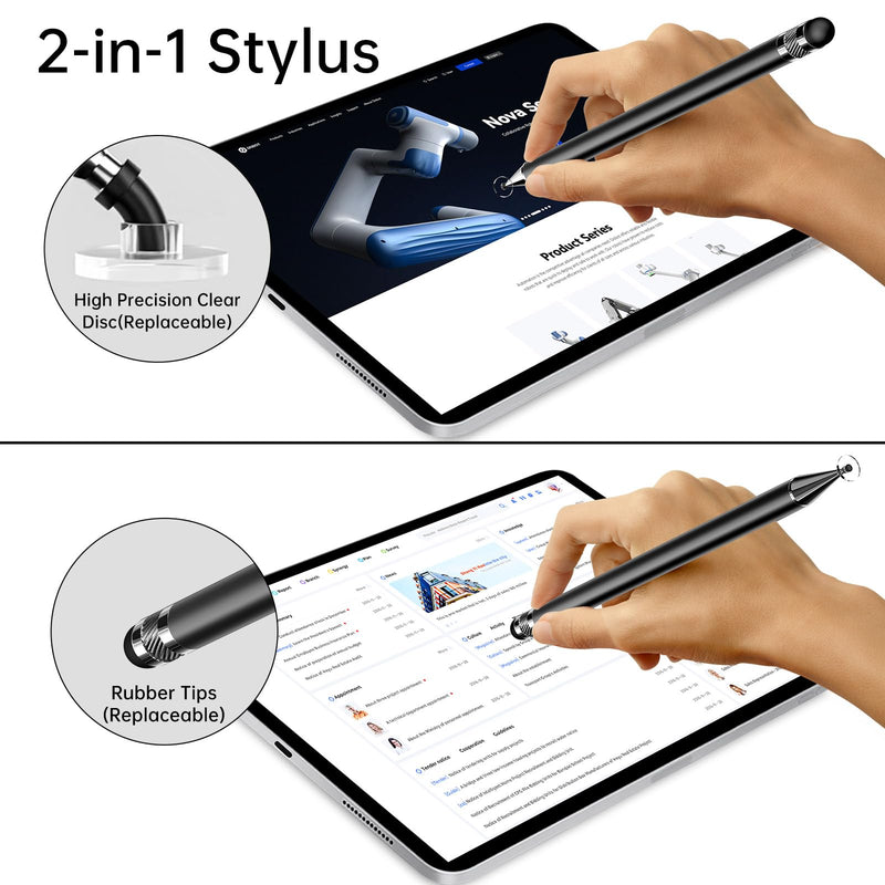 [Australia - AusPower] - Stylus (5 Pcs), 2-in-1 Stylus Pen for Touch Screen, High Precision and Sensitivity, Suitable for iPhone/ipad/Android Tablets, Compatible with All Touch Screens (Black/White/Blue/Rose Gold/Silver) Silver/Blue/Rose Gold/White/Black 
