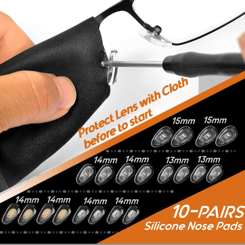 [Australia - AusPower] - TEKPREM Magnetic Eyeglass Repair Tool Kit, Eye Glasses Repairing Screwdriver Set with Eyeglass Screws,Silicone Nose Pads,Tweezer,Small Screwdriver for Eyeglasses,Sunglasses and Nose Pads Replacement 