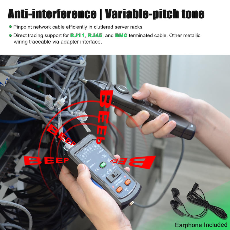 [Australia - AusPower] - AIMOEST Wire Tracker Kit 5900A - Professional Live-Circuit Cable Tester for RJ45/Ethernet, Phone Line Analyzer, BNC Finder with 3000m Range & LED Fault Alerts，Live-Circuit Testing 