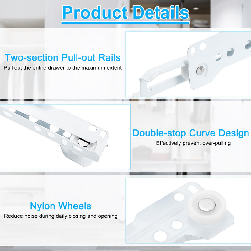 uxcell 1 Pair Drawer Slides, 22 Inch Drawer Slide Heavy Duty Side Bottom Mount Drawer Glides Replacement for Cabinet Dresser Drawers