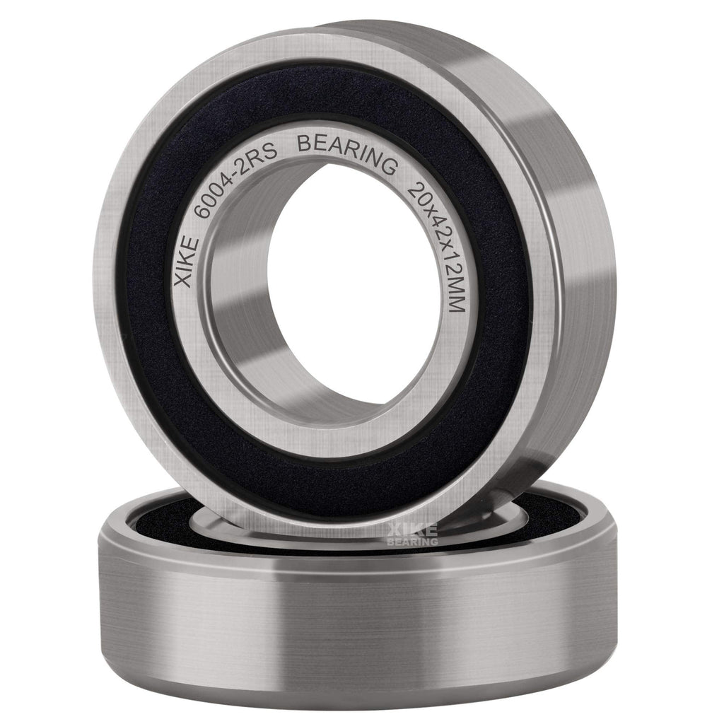 XiKe 2 Pcs 6004-2RS Double Rubber Seal Bearings 20x42x12mm, Pre-Lubricated and Stable Performance and Cost Effective, Deep Groove Ball Bearings. 6004-2RS Size 20x42x12mm