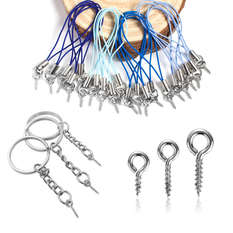 [Australia - AusPower] - 300 Pieces Small Screw Eye Pins 3 Sizes Screw Threaded Eye Pin Hooks Mini Stainless Steel Eyelet Screws Hooks for Jewelry Making DIY Art Craft (0.16 x 0.3 0.16 x 0.4 0.2 x 0.47) Inch 