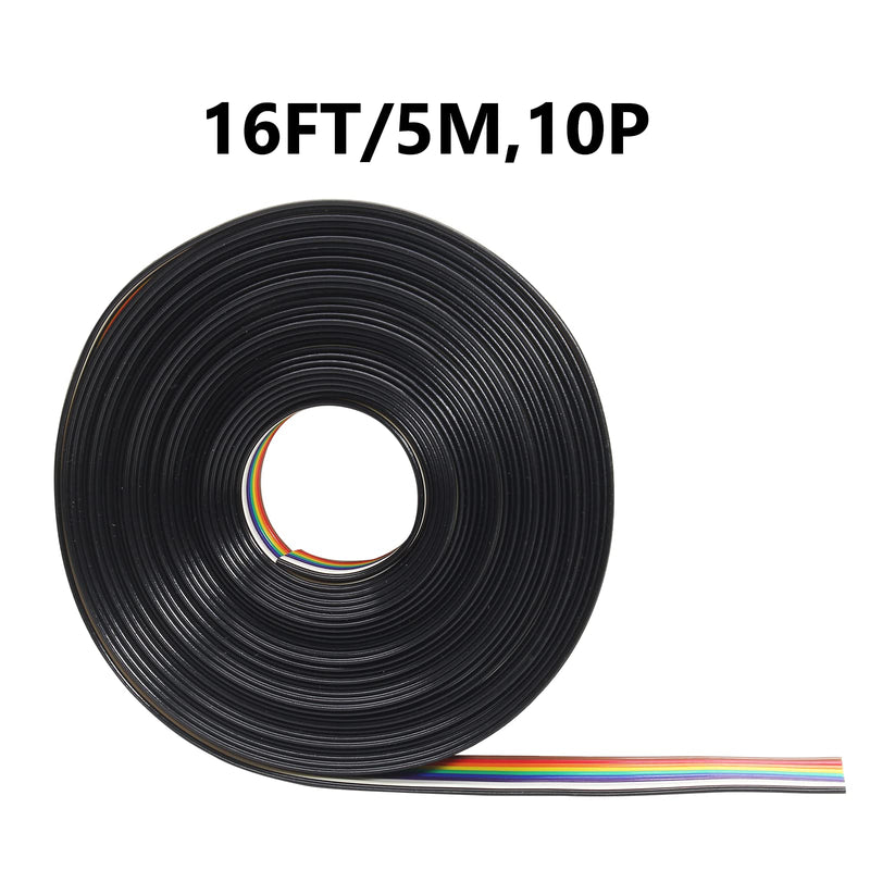 [Australia - AusPower] - Rainbow Color IDC Ribbon Cable, 10 Wire (16ft/5m) IDC Wire Connectors for 2.54mm Pitch Connectors Rainbow,10P,16Ft 
