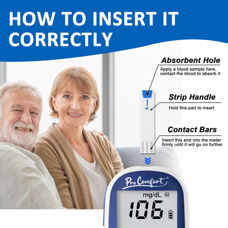 [Australia - AusPower] - Blood Glucose Test Strips for Diabetes 100 Count Blood Sugar Test Strip, Used with Pro Comfort Glucose Monitor Only, No Coding 