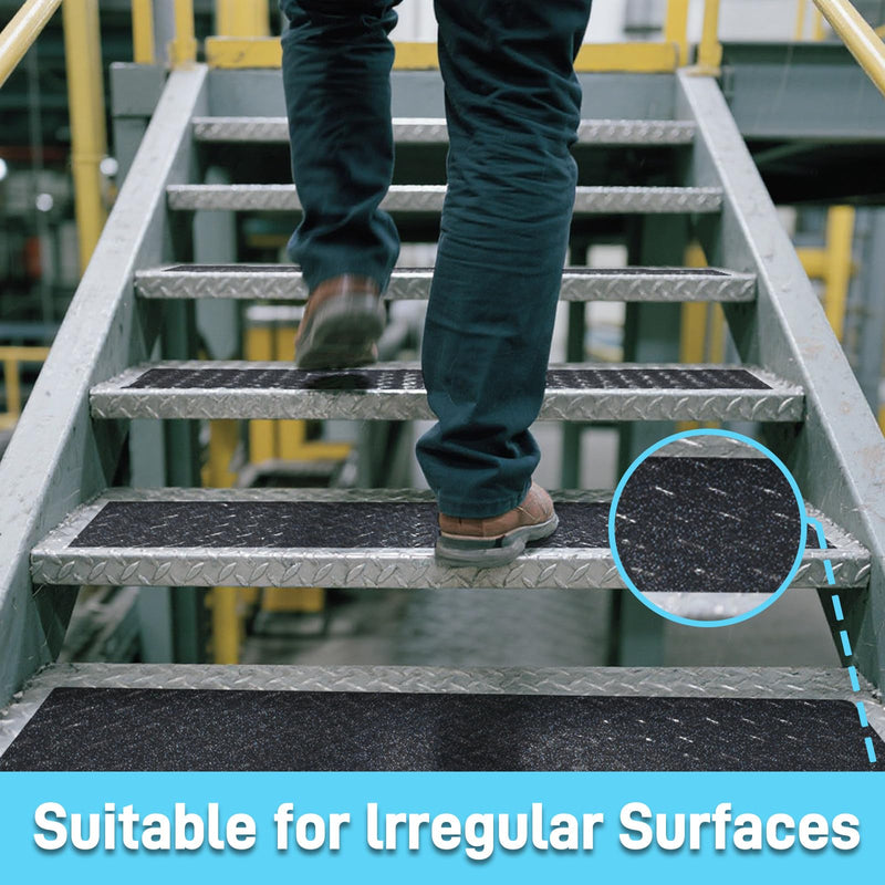 LifeGrip Anti-Slip Tape, Aluminum-Backed Grip Tape, Heavy Duty Safety Non-Slip Tape for Irregular or Textured Stair Step Tread Outdoor, Waterproof Non Skid Roll, 2" X 15' Black, Easy to Install 2" X 15'