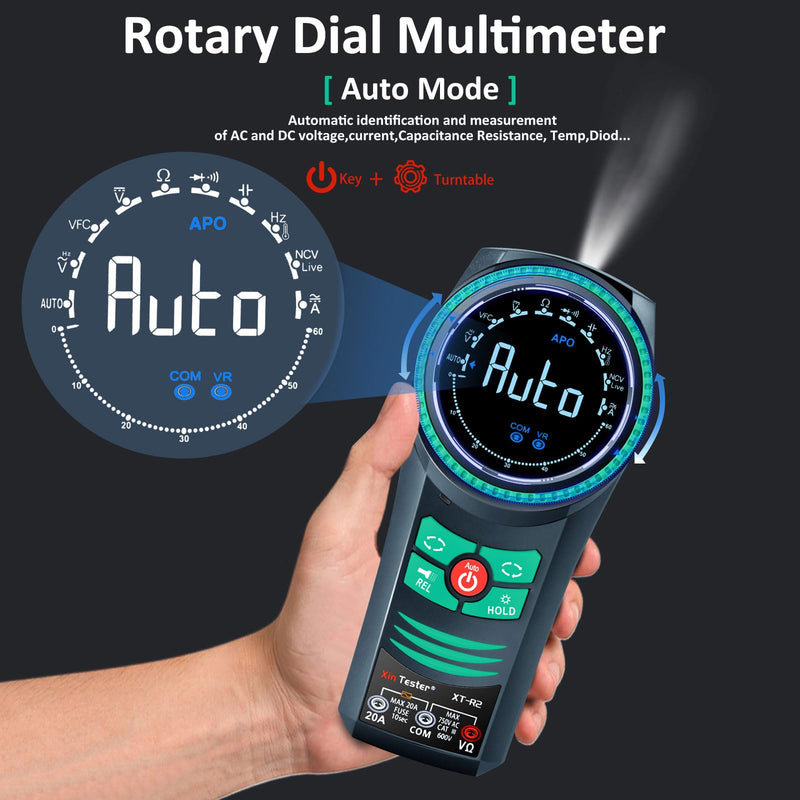 [Australia - AusPower] - Xin Tester Digital AC DC Professional Multimeter Tester, TRMS 6000 Counts Rotary Dial Electrical Automotive Autoranging DMM 1000V NCV Volt Ohm Amp Meter, Capacitance Temperature Diode XT-R2 