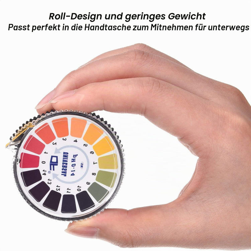 Universal pH Test Paper Strips Roll, pH Value Full Range 0-14, 2 Rolls, 5 m/Roll
