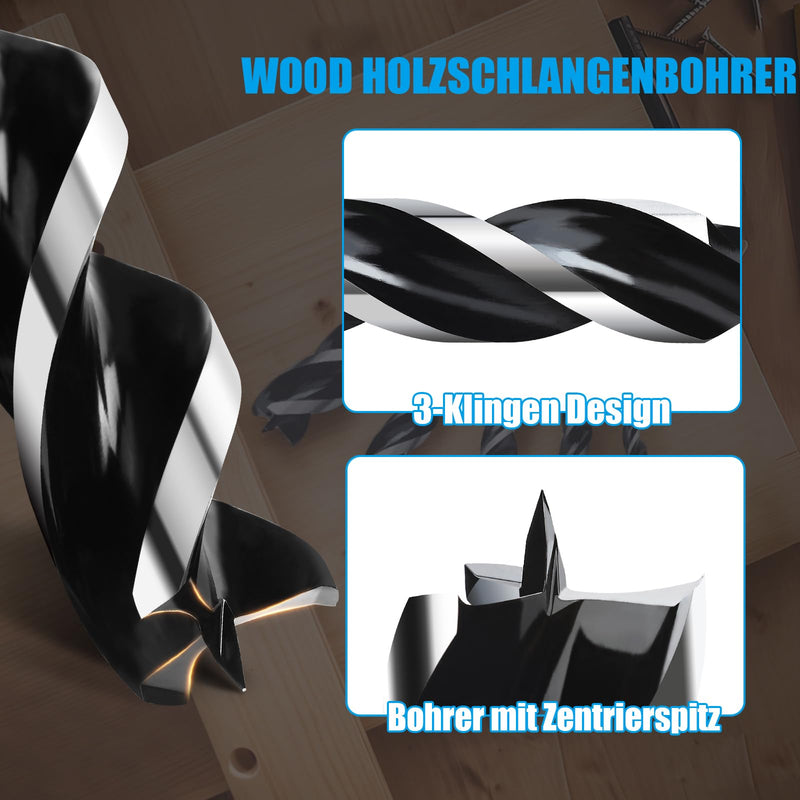 [Australia - AusPower] - 12 x 600 mm Wood Auger Drill Bit for Softwood, Hardwood with Centre Point and E 9.5 Shank 12x600mm 