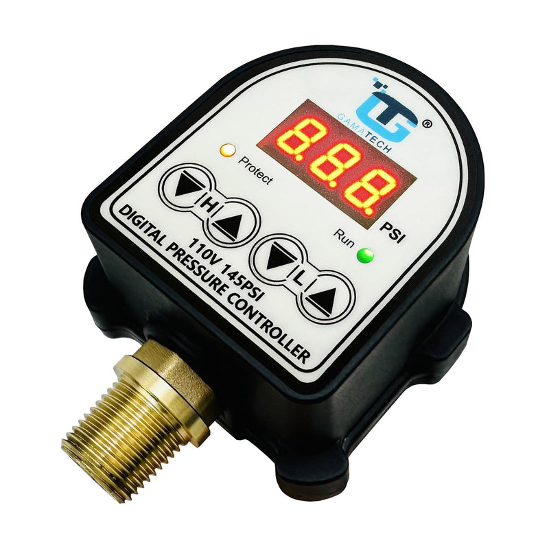GamaTech 110V 145PSI Digital Adjustable Pressure Switch Controller for Water Pump and Air Pump, 1/2" Male NPT