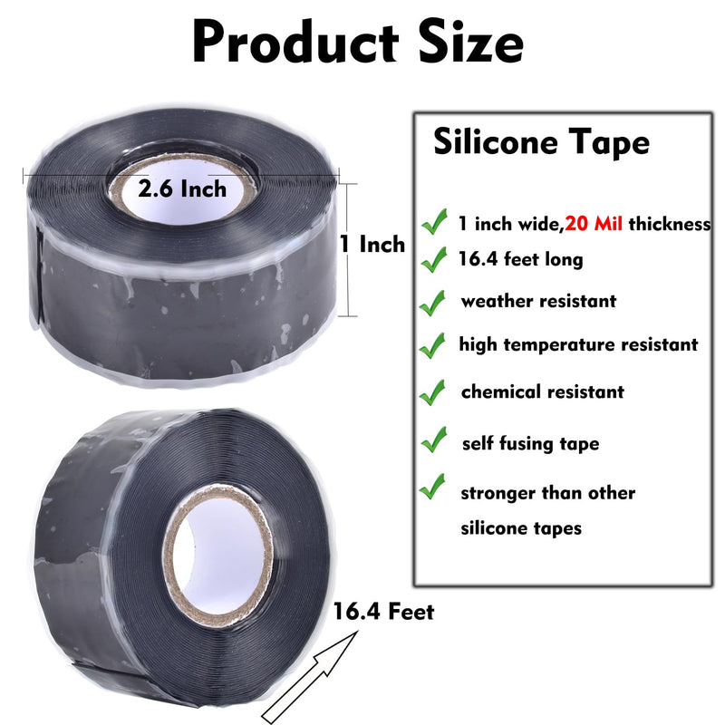 [Australia - AusPower] - Self Sealing Fusing Silicone Tape,1 in Wide 16.5 Feet Heavy Duty & Leak Proof Rubber Waterproof Hose Tape Pipe for Water Emergency Pipeline Repair Cable Winding Insulating Red Black 