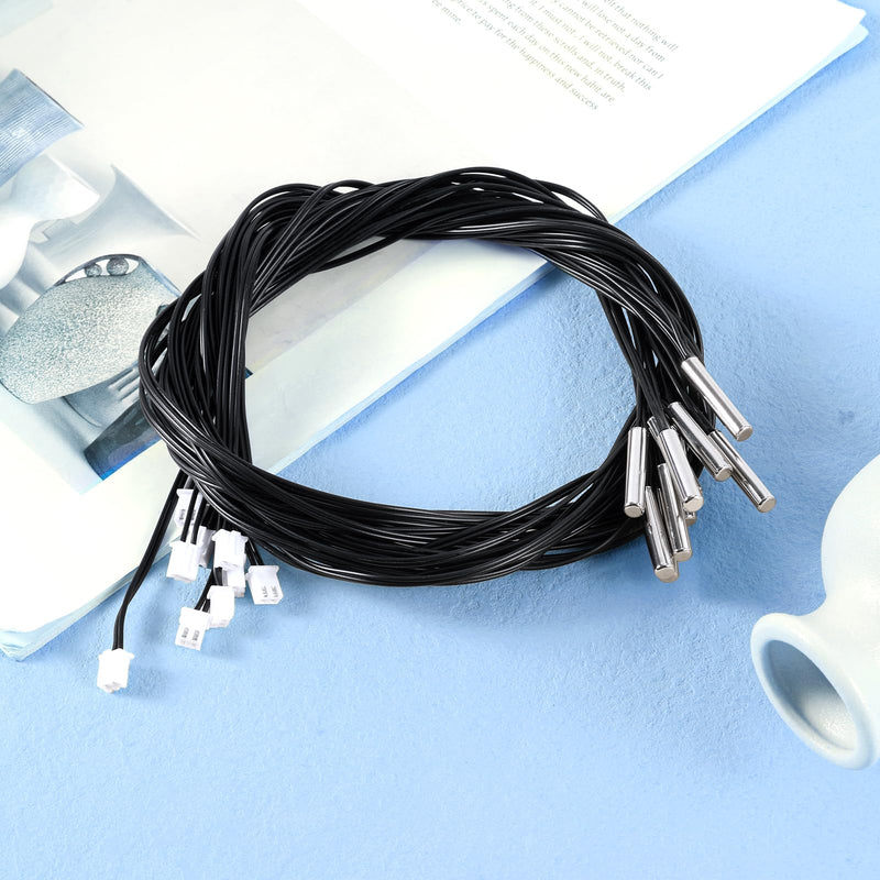 [Australia - AusPower] - 10pcs 10k Temperature Sensor Probe, Black Thermistor Sensor Probe Waterproof 1 Meter Digital Temp Transmitter Extension Cable Compatible with NTC 10K B3950 1% 