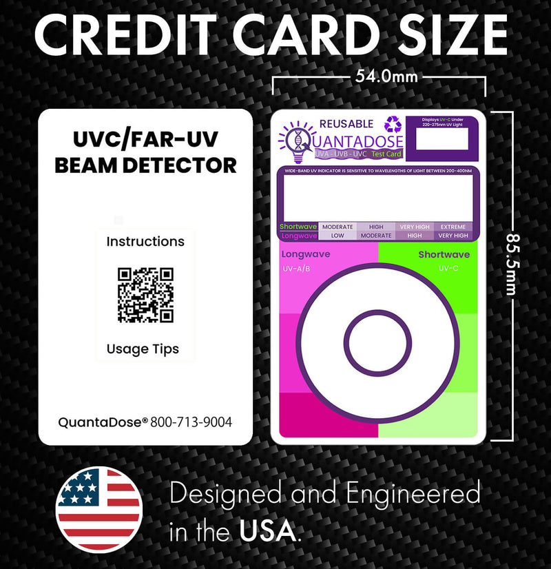[Australia - AusPower] - 6-in-1 QUANTADOSE® Multi-Wavelength Bi-Luminescent UVA/UVB/UVC/Far-UVC Light Reusable Professional UV Test Card 