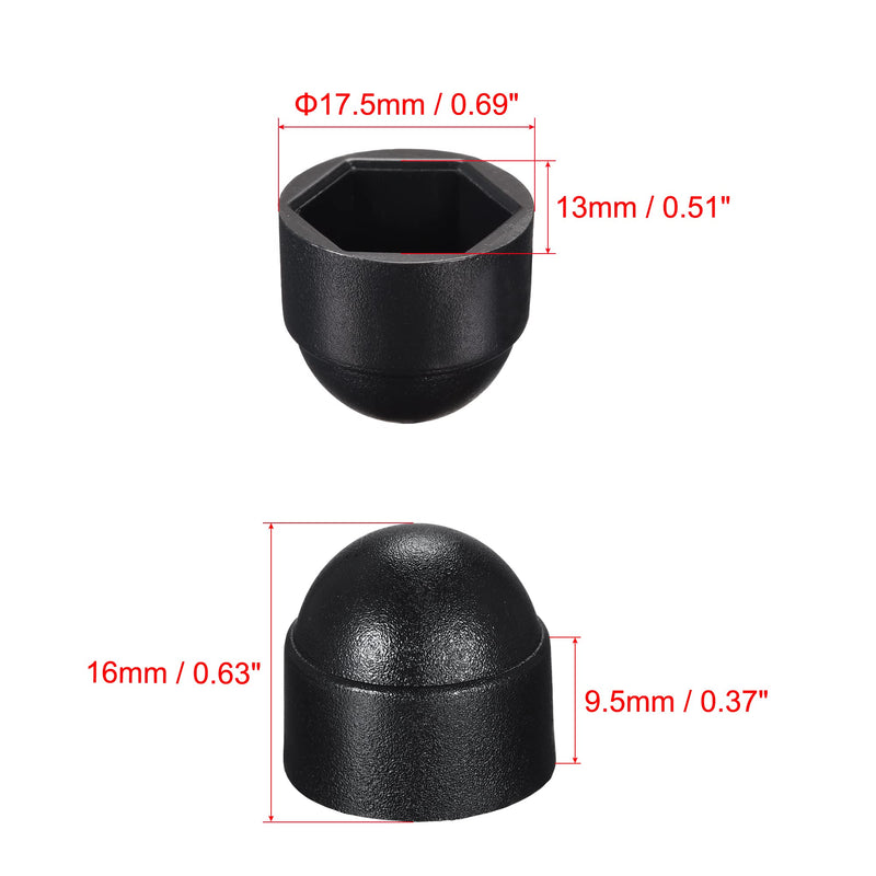 [Australia - AusPower] - uxcell Plastic Dome Nut Protection Cap Covers, M8 Nut Cover Black 100pcs 