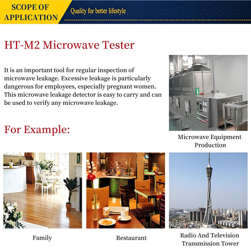 Microwave Tester,HT M2 Digital LCD Display Digital Microwave Oven Tester 2450MHz 9V EMF Meter Radiation Detector Testers with Bag for Home Outdoor Microwave Oven Tasting