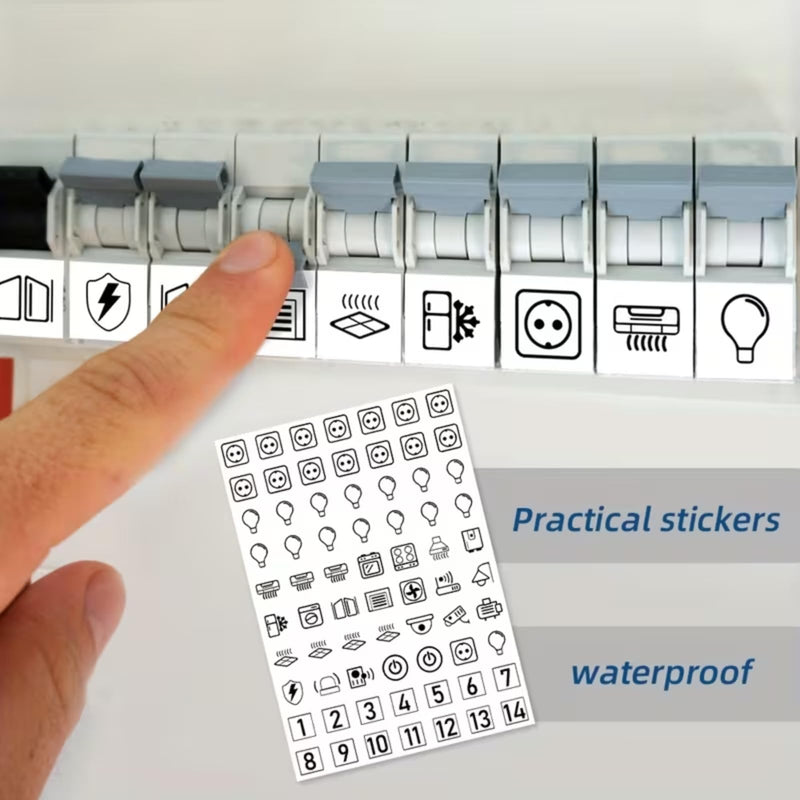 Meter Board Label Stickers - 70 Pieces/Set. Reminder Stickers for Distribution Boxes, Electric Meters and Electrical Panel Circuit Breakers, Suitable for Circuit Diagrams and Socket Identification. Colorless