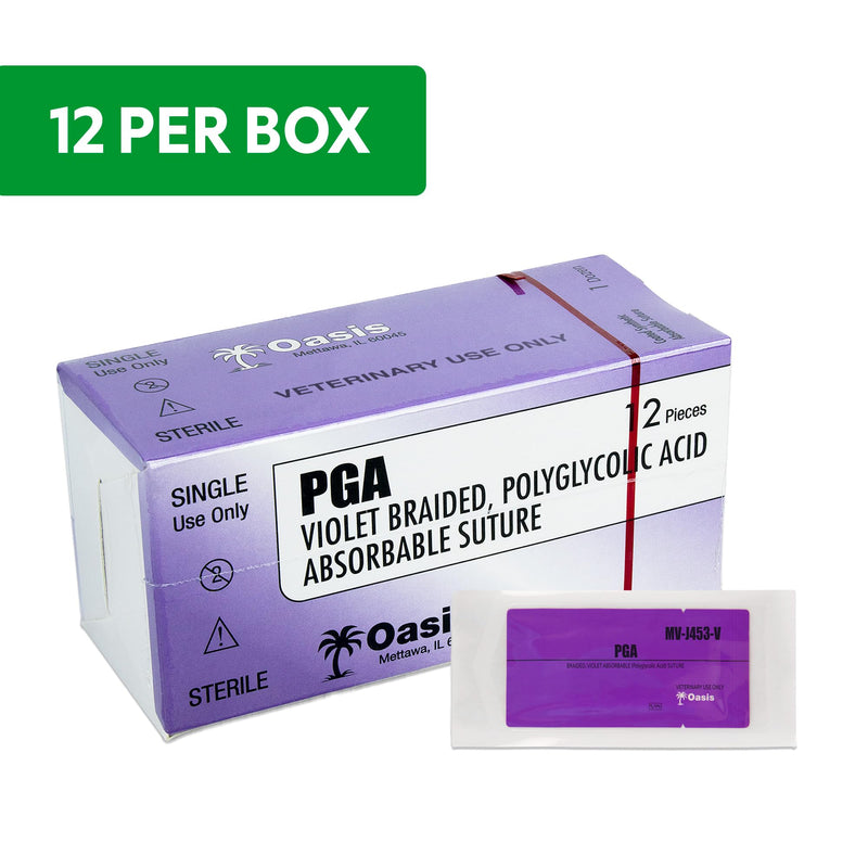 [Australia - AusPower] - Oasis Vet PGA (Polyglycolic Acid) Surgical Suture, 2-0, (FS-1) 3/8 24mm Reverse Cutting Needle, 75cm, 12/Box, Veterinary Use 