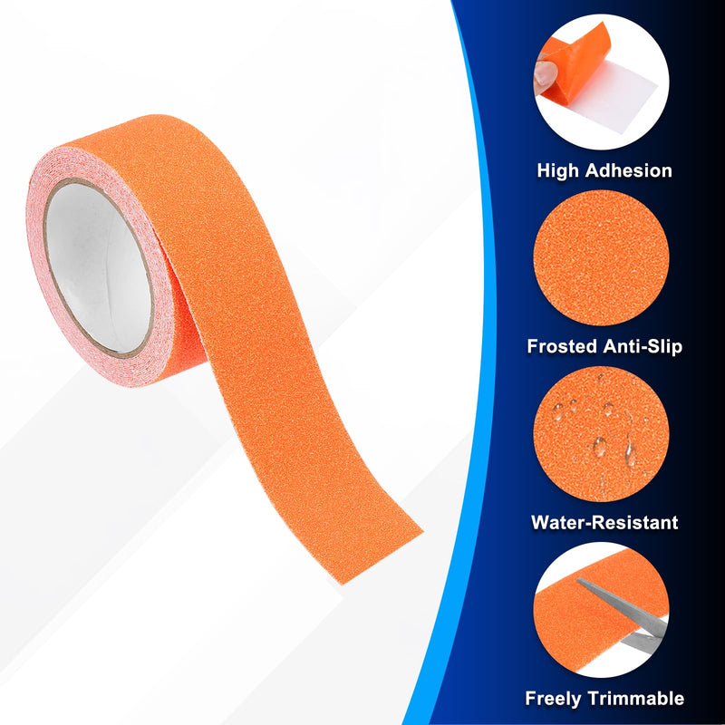 PATIKIL 2Pcs Anti Slip Traction Tape- 16.4 ft x 2 Inch, Non-Slip Grip Safety Non Skid Tread Stair Cases Tape High Adhesion & Waterproof, Suit for - Outdoor/Stairs, Fluorescent Orange