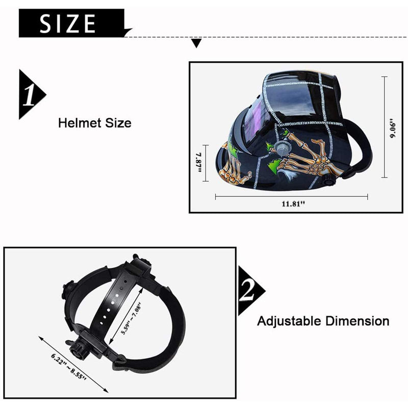 TEKWARE Welding Helmet Solar Power Auto Darkening Hood Welder Mask Breathable Grinding Helmets with Adjustable Shade Range Gz-107