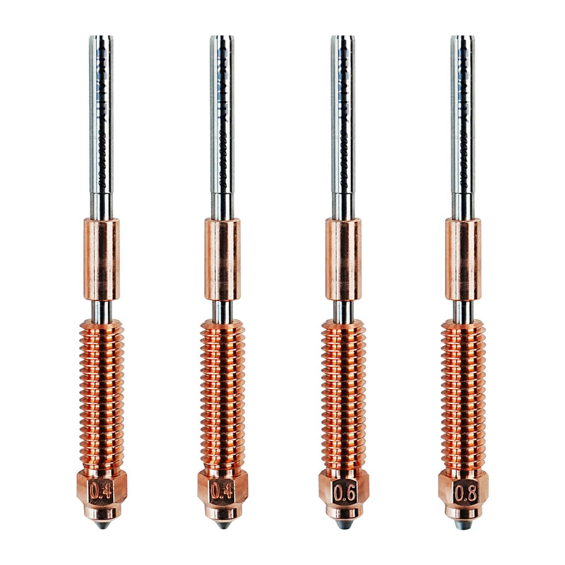 Creality K1C 3D Printer Nozzle Kit, Unicorn Quick-Swap Nozzle Kit 0.4mm 0.6mm 0.8mm, Steel-Tipped Copper Nozzle and Titanium Alloy Heatbreak, High Flow Nozzle Kit for K1 SE/K1C/Ender-3 V3 Plus 4PCS-Upgrade-0.4 0.6 0.8