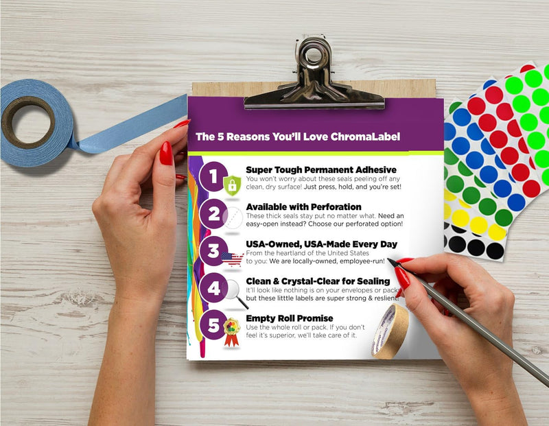 ChromaLabel 3/4 x 1 Inch Oval Clear Labels, Library Supplies, Envelope Sealer Perforated Clear Stickers - 1000 Pieces of Envelope Seal Stickers per Roll (Pack of 2) 3/4" x 1" (Pack of 2) 1000/Roll