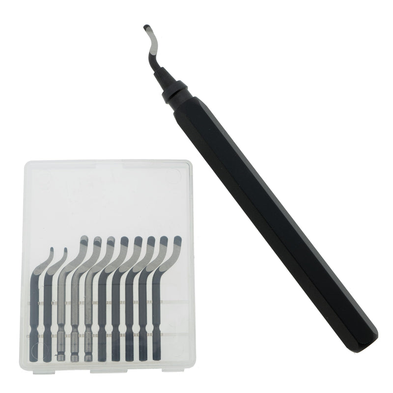 [Australia - AusPower] - der kleine Handwerker Deburring Tool with 11 Blades - Deburring Tool for Metal, Plastic & Stainless Steel - Precise 360° Burr Removal - Ergonomic Handle - Ideal for Model Making, Workshop & 3D 