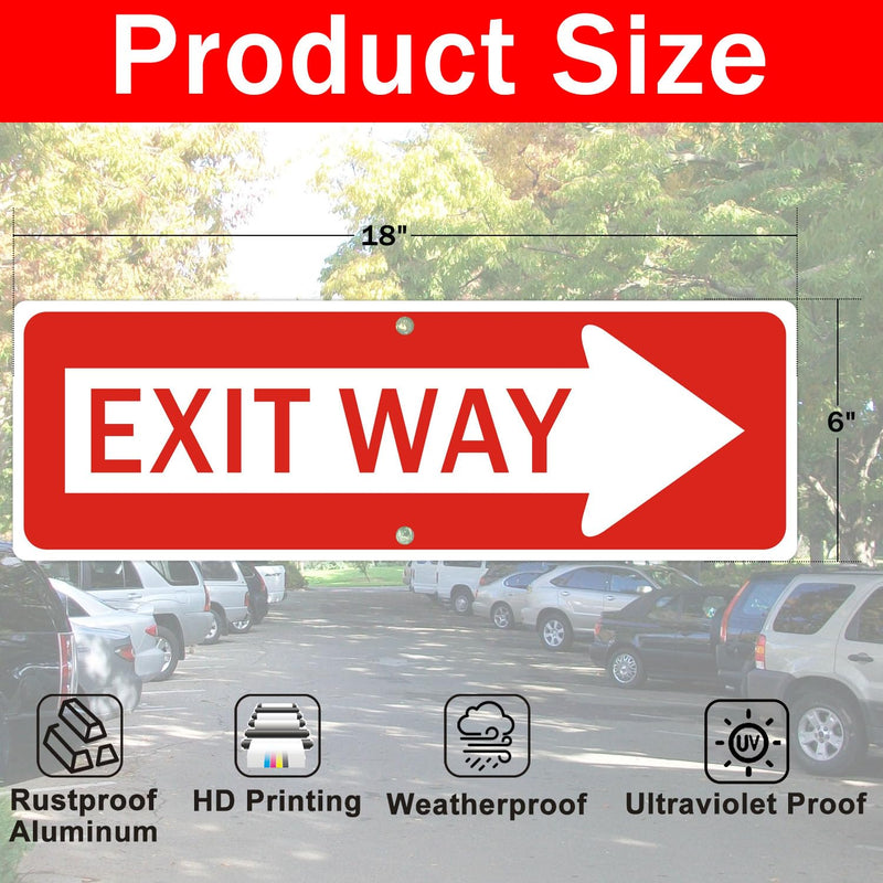 Exit Way Signs with Arrows, 18x6 Inches, Red and White, Reflective Aluminum, Left and Right Direction, 2-Pack red and white - Left and Right Exit