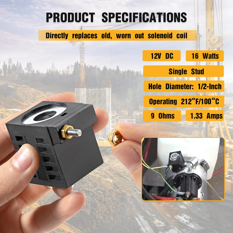 [Australia - AusPower] - Replace for Deltrol EF-1082 10196-61 10196-60 Solenoid Coil, 12V DC, 16W, Single Stud, Fits SPX Fenner Stone Power Unit 