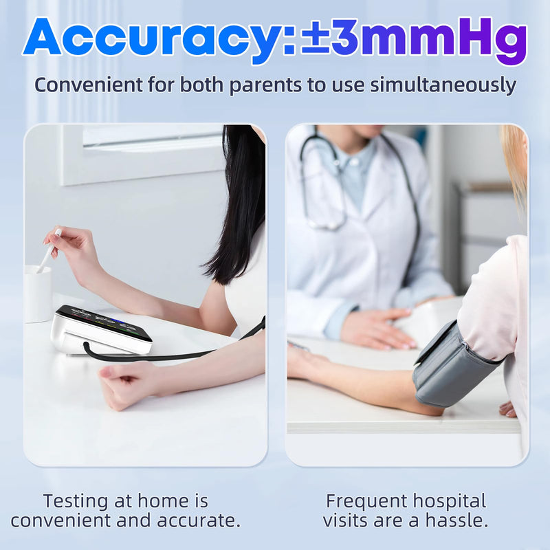 [Australia - AusPower] - Blood Pressure Monitor Upper Arm Blood Pressure Monitors for Home Use Large Screen Rechargeable Bp Machine with 8.7"-16.5" Bp Cuff, 2x120 Memory, Voice Broadcast Bp Monitor(Black) Black 