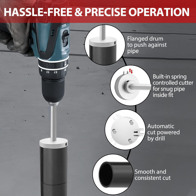 [Australia - AusPower] - Inside Pipe Cutter for 1-1/2 Inch and 2 Inch Schedule 40 Pipe, 7 Inch Cutting Depth Internal PVC Pipe Cutter Plumbing Tool with Aluminum Alloy Body, Stainless Steel Shaft, Steel Blade Silvery 