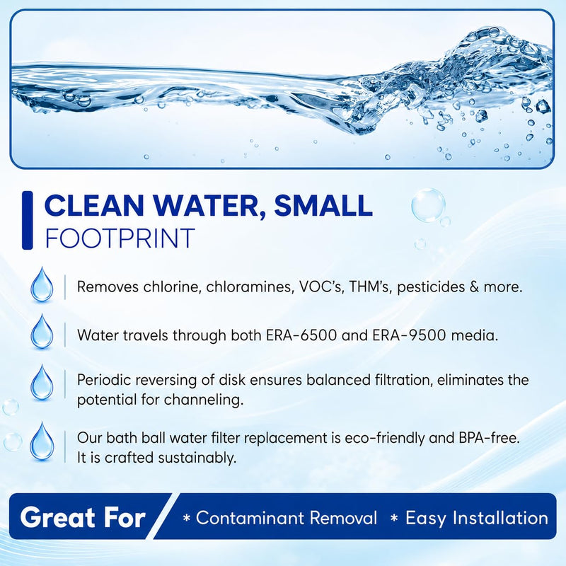 Crystal Quest Bath Ball Replacement Cartridge – Removes Chlorine, PFAS & Odors – Easy-to-Install Water Filter – Eco-Friendly, Durable & Skin-Safe – Built in the USA Pack of 1