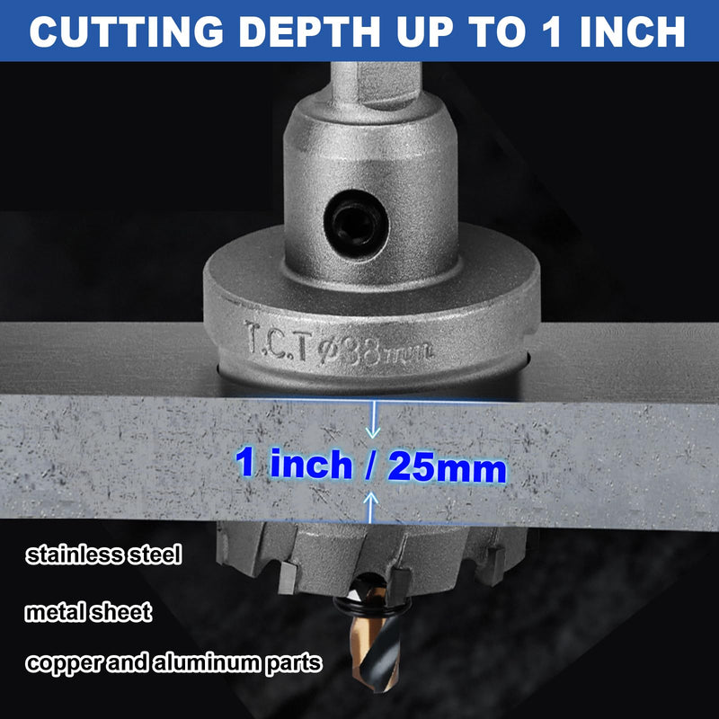 4-1/2” (115mm) Tungsten Carbide Tip Hole Saw,Hole Saw with M2 Pilot Drill bits for for Hard Metal Stainless Steel, Metal, Iron, and Plastic,25mm Drilling Depth (4-1/2” (115mm)) 4-1/2” (115mm)