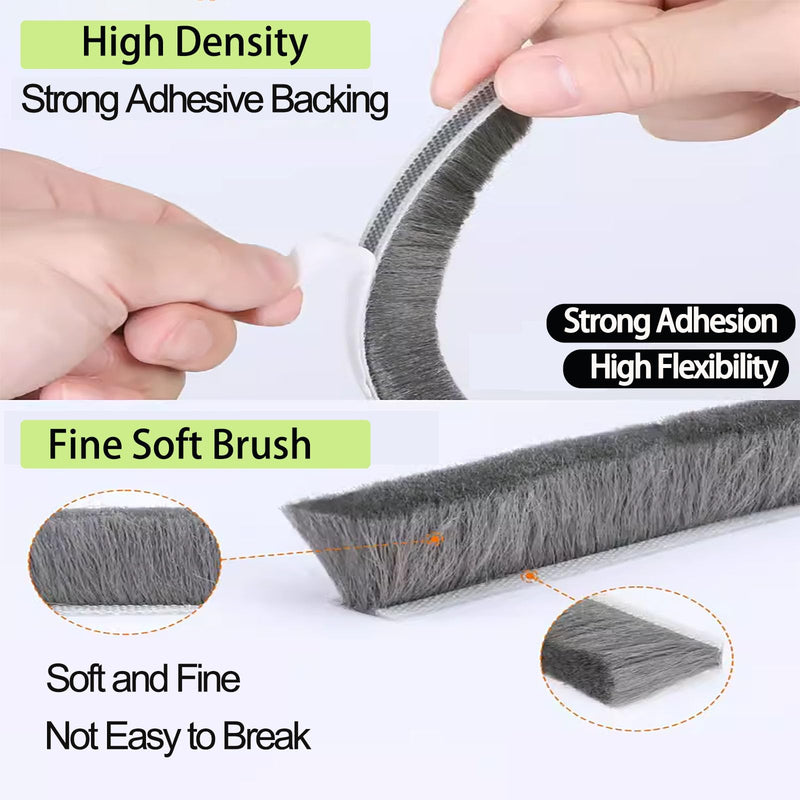 [Australia - AusPower] - Brush Weather Stripping Door Seal -Effective Weather Stripping for Doors & Windows, Insulation Strip for Gap Filling,Draft Stopper for Exterior Doors, Window Seal,and Conditioner,0.4 inx32.8FT 0.4 in x 0.4 in x 32.8 FT [Fiber Brush Weather Strip] 